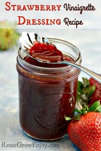 Looking for a new dressing to try on your salad? Check out this Strawberry Vinaigrette Dressing Recipe! http://reusegrowenjoy.com/strawberry-vinaigrette-dressing-recipe/