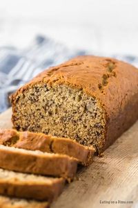 This is the best ever Banana Bread recipe. It’s easy to make, and is a simple one bowl recipe. This simple banana bread is moist every time. This is the best banana bread recipe. #eatingonadime #bananabread #banana #bread