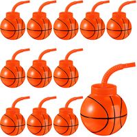 PRICES MAY VARY. Basketball Ball Shape Cup Set: you will receive 12 pieces of plastic basketball ball cups with lids, 12 pieces of orange plastic straws, sufficient quantity for daily use or party supplies, and can also as a gift to share with friends Cute Basketball Cup: the basketball cup is equipped with a lid with a straw hole, and the length of the straw can reach the bottom of the cup so that children can also easily drink all the water or beverages in the cup, and it is not easy to waste