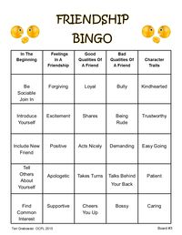 Friendship Bingo Card #3