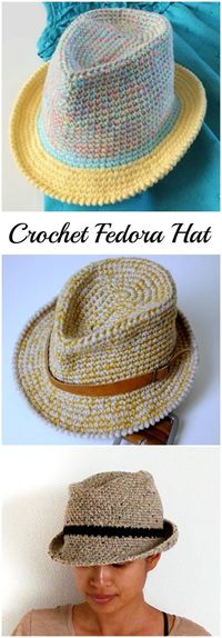 Crochet Fedora Hat (Video+Pattern) - Pretty Ideas | Crochet hats, Crochet summer hats, Crochet