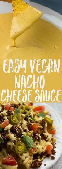 Easy Vegan Nacho Cheese Sauce: made with soaked, raw cashews, this cheese sauce is gluten and oil free!