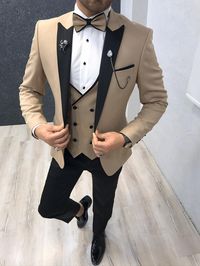 Size : 46-48-50-52-54-56 Suit material: 98%satin fabric 2%lycra Machine Washable : No Fitting : Slim Fit Set: Jacket, Vest ,Pants , shirt ,tie ,chain ,flowerRemarks: Dry Cleaning Only Delivered Time : 2-4 day Shipping Company: DHL