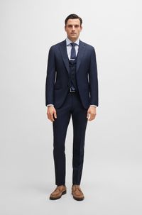 BOSS - Slim-fit suit in checked wool