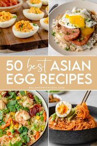 These are the 50 best and healthy Asian egg recipes for breakfast, lunch or dinner. You'll find hard boiled, scrambled, poached and fried egg recipe ideas that are easy, simple and authentic. There's also a mix of Korean, Chinese, Vietnamese and Filipino recipes. Find these 50 best Asian egg recipes and more healthy dinner ideas on the blog.