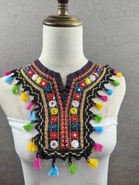 1pc Women Elegant Embroidered & Sequin Detachable Lapel Collar Accessories Women Multicolor Cute   Polyester Plain,Tribal    Women Accessories, size features are:Bust: ,Length: ,Sleeve Length: