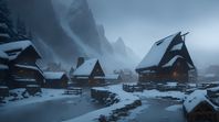 A fantasy-inspired snowy village lost in the mountains. From photography taken in my travels in the Caucasus Mountains to generative AI models, dreams can take a digital form accessible to all.