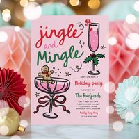 Jingle & Mingle Hand Drawn Christmas Holiday Party Invitation All designs are © PIXEL PERFECTION PARTY LTD