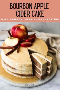 This easy cake recipe is made up of reduced apple cider and all of the fall and winter spices. It has a splash of bourbon in the cake and in the cream cheese icing to make it really something special!