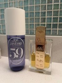 Sol de janiero 59 and Lattafa Angham Burberry Goddess perfume combo