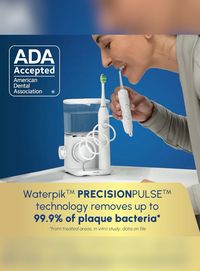 Removes up to 99.9% of plaque bacteria. Water Flosser and Rechargeable Electric Toothbrush Combo Set