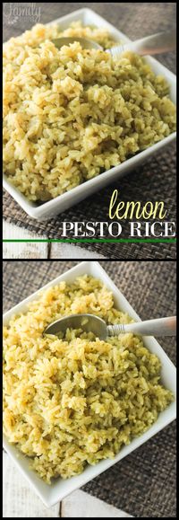 This lemon pesto rice makes the most amazing side dish to just about any meal. It has a delicious pesto flavor with a kick of lemon.