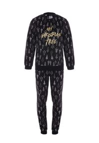 Girls Black and Gold Family Christmas Pyjama Set | Peacocks