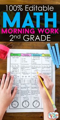 2nd Grade Math Spiral Review to cover the ENTIRE YEAR of Second Grade Math. 100% EDITABLE and comes with ANSWER KEYS. Use for 2nd Grade Math Homework, 2nd Grade Math Morning Work, or Math Center Activities | 2nd Grade Common Core Aligned Math Resources |