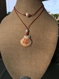 Seashell pearl beach necklace, shell jewery, statement necklace, beach jewelry