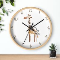 Personalized Boho Giraffe Wall Clock, Custom Giraffe Nursery Wall Clock, Kids Giraffe Wall Clock, Giraffe Nursery decor, Giraffe Clock by VegetableLane on Etsy