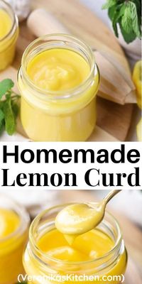 Make this smooth and creamy homemade tart Lemon Curd from scratch! This incredibly easy recipe requires only 5 simple ingredients and comes together in 10 minutes. It will be complimentary for many desserts, like cakes, scones, tarts, and many more! #lemon #curd #dessert