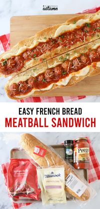 French Bread Meatball Sandwiches are an easy weeknight dinner recipe you can make in under 30 minutes!