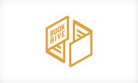 Book Hive Logo - La interacción de dos libros abiertos simulando la cadena, el ciclo del reciclaje