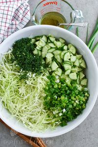 Green Cabbage Cucumber Salad - Olga in the Kitchen