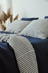 Double-sided navy and white&gray stripe duvet cover – True Things