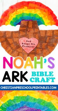 Need a creative craft that's bible-based and teaches about God's promises? Our Noah's Ark Craft for preschoolers is a low prep adorable keepsake craft for kids they'll love to display! #christianpreschoolprintables #rainbowcraft #biblecraft #noahsarkcraft #noahsarkactivity