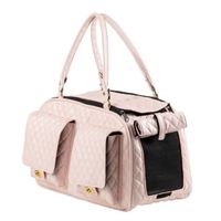 The Marlee 2 airline approved travel dog carrier by PETOTE is a stunning quilted faux leather dog carrier is designed to look just like your favorite designer handbag. You will want to carry your dog everywhere in the Marlee 2 bag. Features: Top zippered easy entry. Crossbody strap. Two deep front pockets with turnlock . Secure zip pocket on back side. Vented on both ends. Privacy flaps cover mesh on both ends. Removable faux fur bedding. Interior safety strap. Footed Bottom. Airline Approved. S