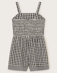 Tag, you're it! Perfect for when they're simply desperate to get out and play in the sun, this playsuit slips on so easily. The shirred back makes for a comfortable fit, whilst the gingham print completes the summer look. Black