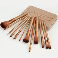 Urban Decay Naked 3 makeup cosmetic brush set 12 pcs travel size with metallic case