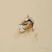 Carolina Wren Trompe-l'oeil Bird Oil Painting by Camille Engel | by CamilleEngelArt