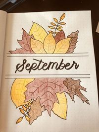 inspiration for a fall front cover for your bullet journal with yellow and brown leaves illustration  #bulletjournalinspiration #bujoideas #bujofrontcover #frontcover #fall #leaves #illustration