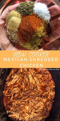 This Slow Cooker Mexican Shredded Chicken is so versatile, perfect for any Mexican dish, salads, meal prep, etc! #slowcooker #crockpot #slowcookerchicken #crockpotchicken #shreddedchicken #pulledchicken #chickenbreast #slowcookerchicken