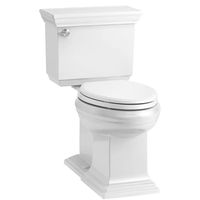 The elegant architectural look of the Memoirs collection with Stately design, this two-piece toilet combines water-saving flush performance with traditional style. A high-efficiency 1.28-gallon flush offers up to 16,500 gallons of water savings per year, compared to a 3.5-gallon toilet, without compromising performance. The elongated bowl is positioned at a convenient height for comfort and ease of use. A concealed trapway simplifies cleaning.