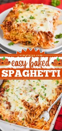 This tasty dinner recipe is one of the best! With all that homemade meat sauce and cheesy goodness, this baked spaghetti casserole is pure comfort food. Check out the make-ahead and freezer instructions for an easy meal!