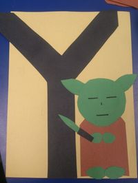 Y is for Yoda.  Preschool letter craft by Holly Thorpe.