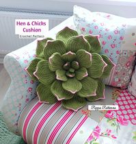 Hen & Chicks Succulent Cushion This listing is for an instant download PDF crochet pattern "NOT A FINISHED ITEM" for this Cushion. This is a digital item and can not be returned, refunded or exchanged.   The pattern is written in English language using US terminology.Easy to follow step-by-step instructions with detailed photo tutorial including assembly of all elements.  After purchase you will receive an immediate download link for your pattern.  Skill Level: advanced beginner Recommended Yarn