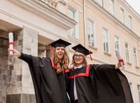 Low angle happy girls | Free Photo #Freepik #freephoto #girl #student #certificate #graduation