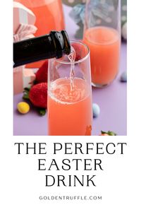 If you are looking for the perfect Easter drink, this Easter mimosa is a must-try! If you make a brunch setup for Easter, this Easter recipe is the perfect brunch idea for your table! When selecting your grown-up refreshment for an Easter celebration, these bright, light Easter mimosas are perfect for an Easter egg hunt or Easter brunch. Simple to make, and easy to drink, these are great drinks for a party. #EasterDrinks