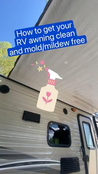 Difficulty: Easy  Get rid of stains with these RV Awning Cleaning tips (including a DIY awning cleaning recipe that the big guys use!!) Finally get rid of those mold and mineral stains on your camper awning with these tips!  DIY Awning Cleaning Recipe  Bucket + Mop  • 1/4 cup Dawn Dish Soap  • 1/2 cup Clorox  • 1 gallon water  Spray or wipe on with mop then roll up your awning to let it sit for about 20 mins. Then unroll and wipe off!