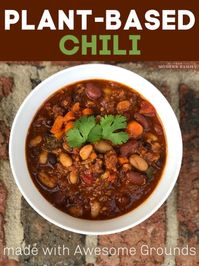 plant-based chili  - the best vegan chili around!  Made with Awesome Grounds that look &  taste like ground beef, but are completely plant-based! #SweetEarth #AwesomeForAll #ad  @sweetearth