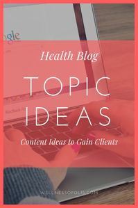 Grab this list of health blog topic ideas to help gain more visitors to your health and wellness business. Great ideas for health coach bloggers needing content for their websites! #healthblogtopics, #healthandwellnessblogideas, #healthandwellnessblogpostideas, #healthcoachblogideas, #healthcoachblogtopics, #healthcoachbloggers