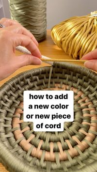 Adding a new piece of cord is much easier than you may think! This is also how you change colors! Just lay the new piece on the opposite side of the old piece and wrap like normal making sure it’s tight and close the to previous piece/wrap. Save this post for later! Follow for more tips! I’m using braided cord from @mad4macrame use code CRE15 to save 15% at mad4macrame.com I also used tshirt yarn that’s on my site handyknots.com and it’s on sale! Both are linked in my bio! #Basketcoili...