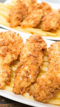 Homemade Buttermilk Fried Chicken Tenders. These chicken tenders have the perfect seasoning blend and crispy coating. #chicken