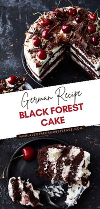 Black Forest Cake is one rich and decadent cake. Homemade cake, sour cherry filling, and topped with whipped cream. Forest cake of anyone's dreams. #blackforestcake #cake #whippedcream #cherry