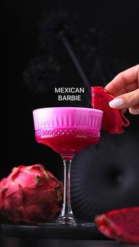 5min · 1 serving  Looking for a pink drink that goes along with the hype of the new Barbie movie? Then you might want to give this summer cocktail recipe a try 💖  MEXICAN BARBIE 🍸  • 45 ml / 1.5 oz Tequila  • 15 ml / 0.5 oz Dry Vermouth   • 15 ml / 0.5 oz Lime Juice  • 22,5 ml / 0.75 oz Agave Syrup  • Pink Dragonfruit Chunks  • Egg White / Vegan Alternative  Muddle dragonfruit chunks, add other ingredients and shake with ice for about 30 seconds. If you want some extra foam, do a dry shake first. Fine strain into a chilled coupe glass and garnish with a pink dragonfruit slice.