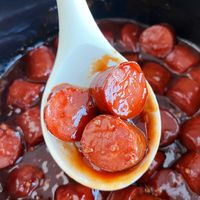 Slow Cooker Kielbasa Bites with BBQ sauce and brown sugar is an easy kielbasa recipe perfect for an easy appetizer or game day meal. A family favorite!