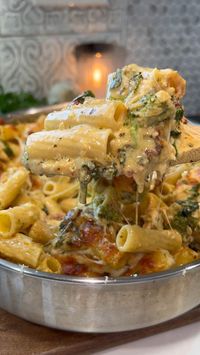 This is one of my favorite pasta recipes to make during the week. It's rich, creamy, and the definition of comfort food. The best part is you'll have plenty of leftovers for the rest of the week!