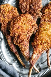 Italian Parmesan Crusted Lamb Chops - crisp, succulent and delicious, they're what you want for dinner!| ciaochowbambina.com #lambchops #lamb #parmesancrustedlamb #dinner #entree #maincourse #Italiancooking #Italianfood #parmesan