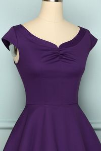 Zapaka Women Retro Style Purple A-line 1950s Rockabilly Swing Formal Party Dress – ZAPAKA