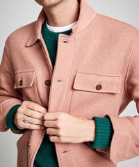 Italian Boucle Knit Shirt Jacket in Mauve - Todd Snyder